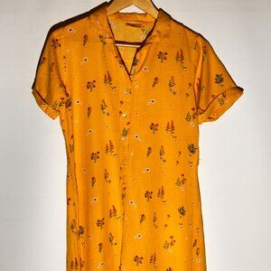 Ateesa Yellow Floral Button-Down Shirt Dress – Size M